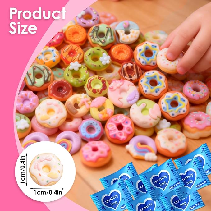Mini Glow In The Dark Animal Resin Models, Resin Animals Mystery Bags, Individually Wrapped Blind Bags Tiny Animal Figurines, Collectible Mini Animals For Fairy Garden, DIY Crafts (100, Doughnut)