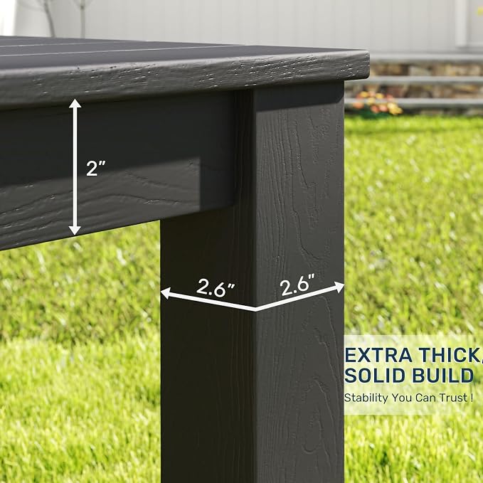 ZHUSI Outdoor Dining Set for 6 HDPE (Black, 1 Table)