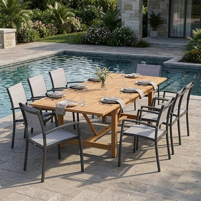 Amazonia Franklin 4-Piece Aluminum Stackable Patio Dining Chairs | Ideal for Outdoors and Indoors