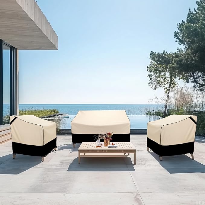 FORSPARK Waterproof Outdoor Chair Covers, Heavy-Duty Patio Chair Covers 2-Pack, Universal Fit for Lawn Furniture, Fits up to 33.5”W x 31.5”D x 36”H, Khaki