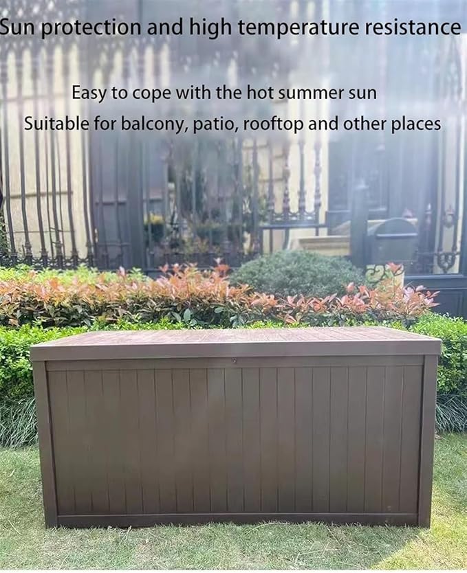 Outdoor Storage Box - Lockable Garden Rooftop Organizer, Patio Balcony Tool Box, Durable End Table Storage Cabinet,Brown