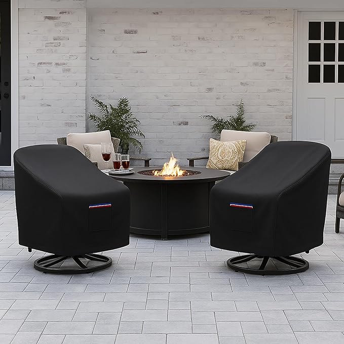 Outdoor Patio Chair Covers Waterproof, 28W x 33D x 38.5H inches Weather Resistant Patio Furniture Cover All-Weather Protection Heavy Duty 600D 2-Pack Black
