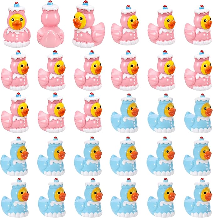 30 Pcs Cake Ducks, Mini Cake Resin Ducks Bulk, Cute Toy Figures for Birthday Party Favors, Themed Decor, Kids Gift Collection (Cake Duck)
