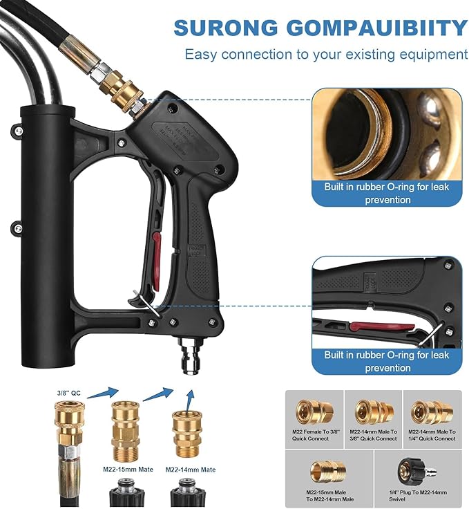 20" Pressure Washer Surface Cleaner with 4 Wheels, Stainless Steel Dual Handle Surface Cleaner for Pressure Washer 4600 PSI Attachment for Concrete, Deck, Driveways, Patios, Sidewalks