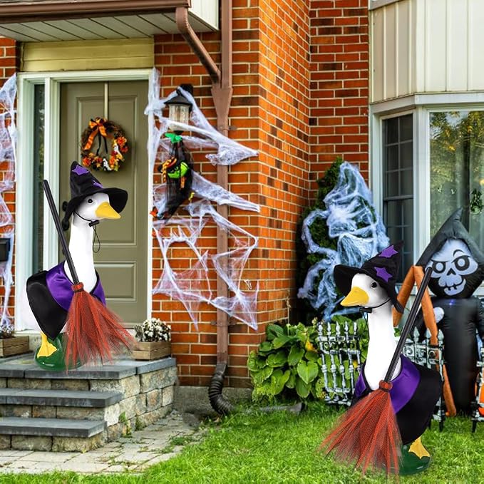 DIYDEC Halloween Goose Outfit Witch Lawn Porch Goose Clothes Fall Halloween Goose Costume for 23" Geese Outdoor Patio Yard Lawn Decoration