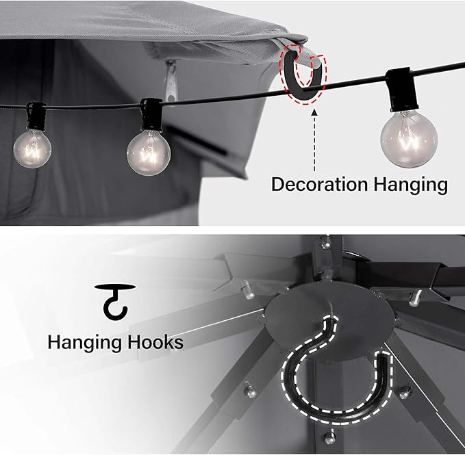 LAUSAINT HOME Patio Gazebo 10'x13', Outdoor Heavy Duty Party Tent Shelter with Double Roofs, Mosquito Nettings for Backyard, Garden, Lawn, Gray