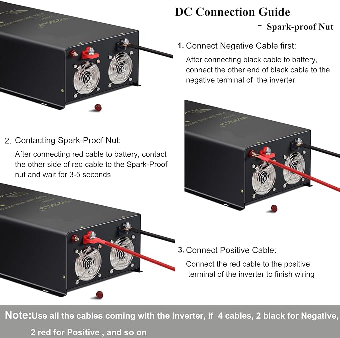 WZRELB 4000W 24V Pure Sine Wave Inverter,24 Volt DC to AC 120V 240V Split Phase Power Inverter,8KW Surge,5 AC Outlets,AC Hardwire Terminal,15ft LCD Remote Panel, SPWR4K24