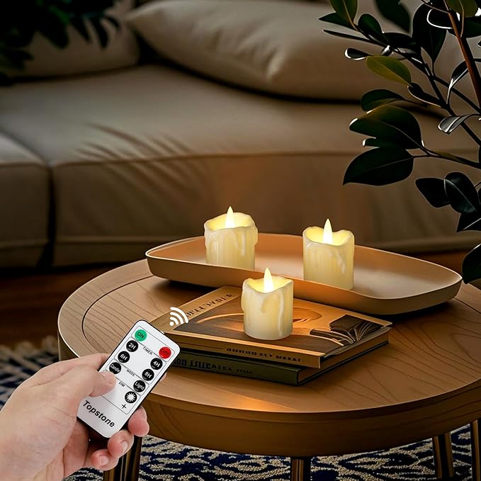 Topstone Flameless Candles 12 Pack with 2 Remotes Timer,Battery LED Tealights,Electric Candles,400H Long Lasting CR2450,Flickering or Steady Light,Dimmable for Home Decor Wedding Christmas