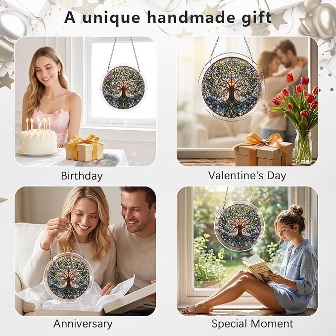 Acrylic Puzzle Suncatcher, Jigsaw Puzzle Sun Catcher, 7.87 in | Tree of Life Acrylic Jigsaw Puzzle, Suncatcher Puzzles Kit Home Garden Decor, Mothers Day Birthday Gifts for Mom, Adults