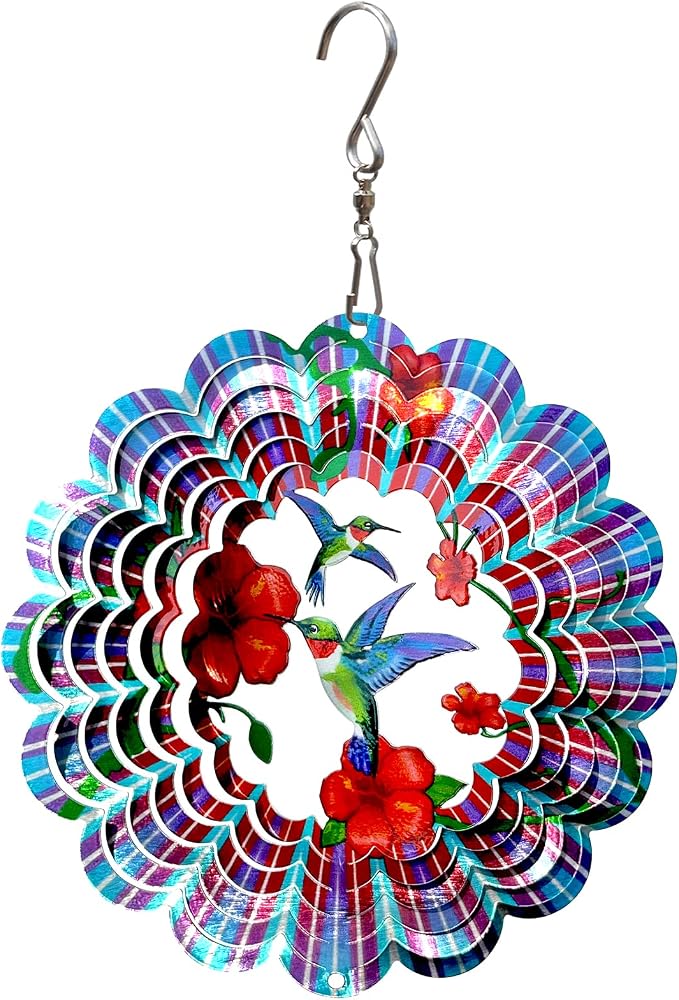 Hummingbird Wind Spinners Outdoor,6in Mandala Wind Spinner Hummingbird Gift for Women Men,Wind Spinner for Yard and Garden,Wind Sculpture for Yard Art Decorations,Christmas Decoration