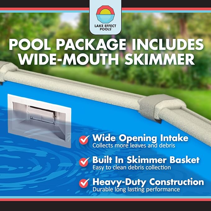 Lake Effect Pools 'Galleria' 15 ft Round Above Ground Swimming Pool Bundle | 52 Inch Height | Steel Sided Walls | Kit Includes: 25 Gauge Liner, A-Frame Ladder, Sand Filter/Pump, & Skimmer