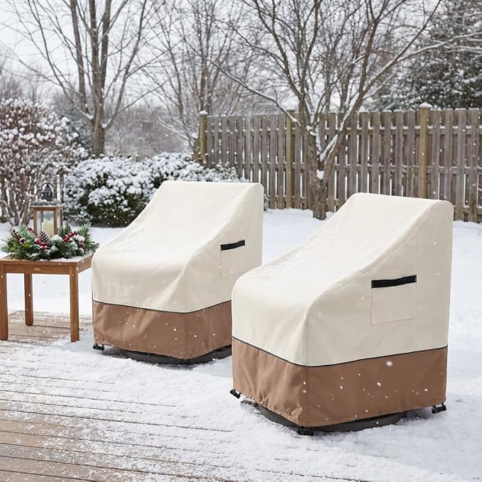 Outdoor Chair Covers Heavy Duty Waterproof Patio Furniture Covers, 30" W x 34" D x 36" H Outdoor Furniture Cover 2 Pack (Beige & Brown)