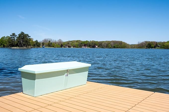 DoxBox Fiberglass Storage Box. US Made Weatherproof Storage with UV-Resistant Gelcoat for Waterfront, Boat, and Outdoor Gear, Rectangle Shape (Seafoam)