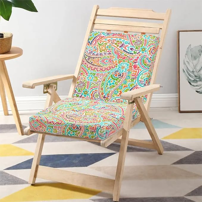 FUNHOME 2 Pack Outdoor Cushion Slipcovers 24" x 24" x 4", No Insert! Water-Resistant Patio Chair Seat Cushion Covers with Zipper and Tie, Replacement Cover Only(Melora Paisley)