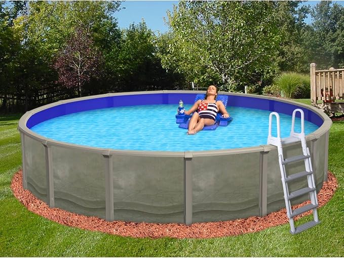 Bluewave Trinity 18'Round 52" Resin Steel Swimming Pool in Gray