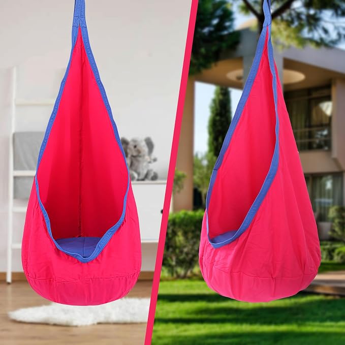 YAERSI Kids Pod Swing Seat, Cotton Hammock Chair with PVC Inflatable Cushion,Sensory Swing for Indoor and Outdoor Play Portable
