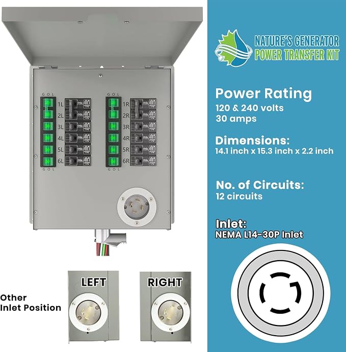 Nature’s Generator Powerhouse Gold Plus PE System:4800Wh Powerhouse + Four 410W Power Panels+Tansfer Switch,120VAC and 240VAC Pure Sine Wave Address Home Power Requirements