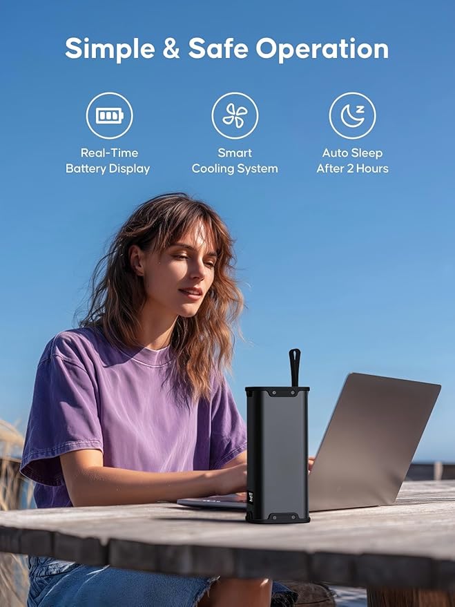Portable Power Station with AC Outlet 99Wh 27000mAh Laptop Charger, Battery Pack 110V 70W Portable Power Station for Travel, Camping, Office, Blackout Emergency
