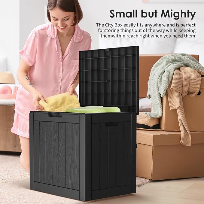 DRATO Deck Boxes, 30 Gallon Outdoor Storage Box for Patio Cushion, Garden Tools, Waterproof and UV Resistant, Lockable (Black, 30 Gallon)