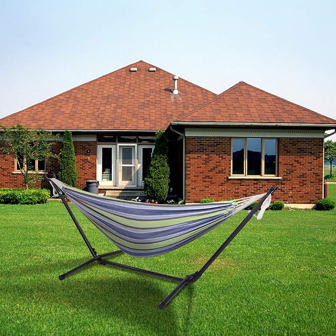 Hammock with Stand, Hammock Stand 600 lbs Capacity Portable Outdoor Hammock stand - Inhouse, Outdoor, Camping, Hammock Stand Set fits apartment patio,Cotton Hammock with Stand for Outside