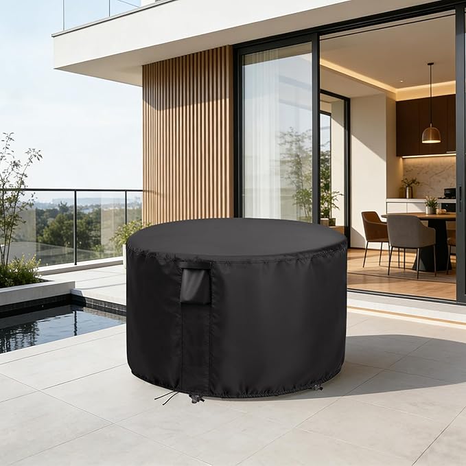 Patio Furniture Covers Round, 36 Inch Outdoor Round Dinner Table Cover Waterproof, Rounds Patio Coffee Table Cover for All Weather Resistant - 36 x 28 Inch