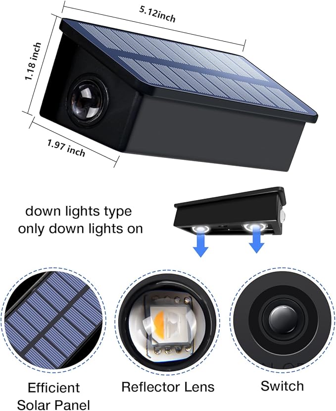 12 Pack Color Changing Solar Powered Fence Lights Outdoor Decorative LED Waterproof Yard Lamps for Outside Wall, Deck, House Patio, Rail, Stair, Yard, Pool, 7 Colorful Modes, Easy Installation