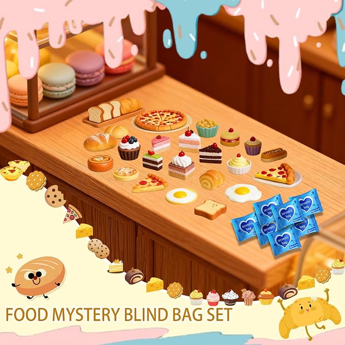 Mini Glow In The Dark Animal Resin Models, Resin Animals Mystery Bags, Individually Wrapped Blind Bags Tiny Animal Figurines, Collectible Mini Animals For Fairy Garden, DIY Crafts (100, Food)