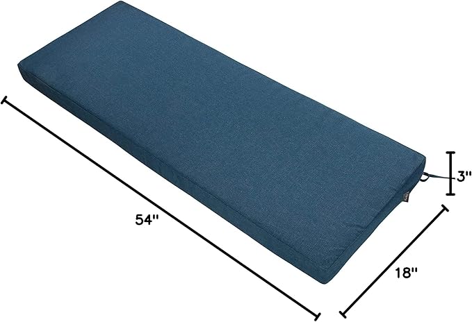 FUNHOME Outdoor Bench Cushion Cover 54 x18 x 3 inch,Water Resistant Cover with Zipper&Ties,Fade-Resistant Slipcover,Patio Porch Swing Cushion Cover Replacement Only,No Insert(Denim Blue)