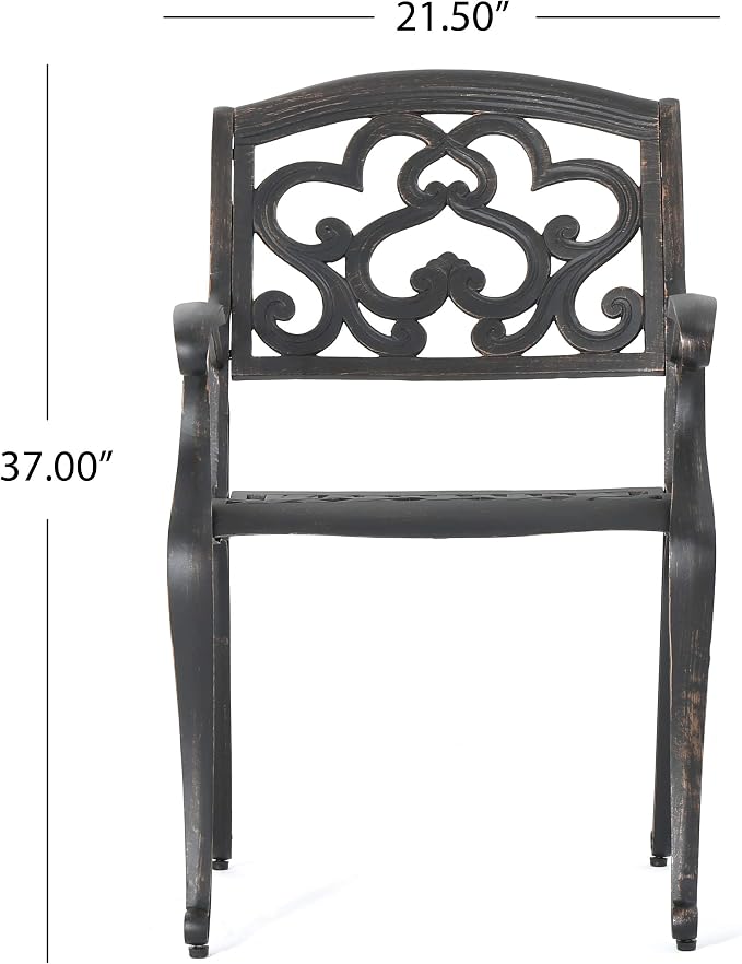 Christopher Knight Home Abigal Outdoor Cast Aluminum Dining Set, 9-Pcs Set, Shiny Copper Finish