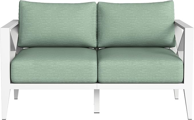Outdoor Loveseat Patio Sofa with Cushions, Aluminum Patio Furniture Deep Seating Outdoor Couch for Balcony Deck Backyard Garden Conversation Seating