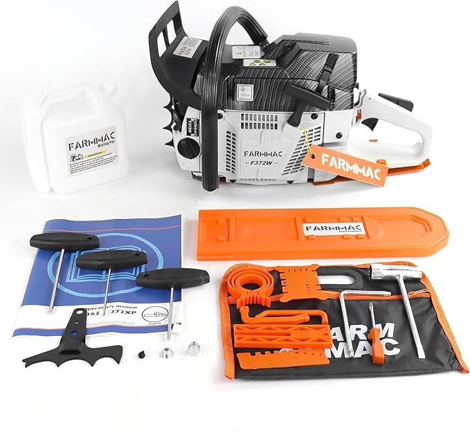372W 71cc Gas Chainsaw with 24 Inch Solid Bar Motosierra De Gasoline Powered Chain Saw 2-Cycle 4.1KW 5.5HP for Professional Logging Work All Parts Compatible with Husqvarna 372X