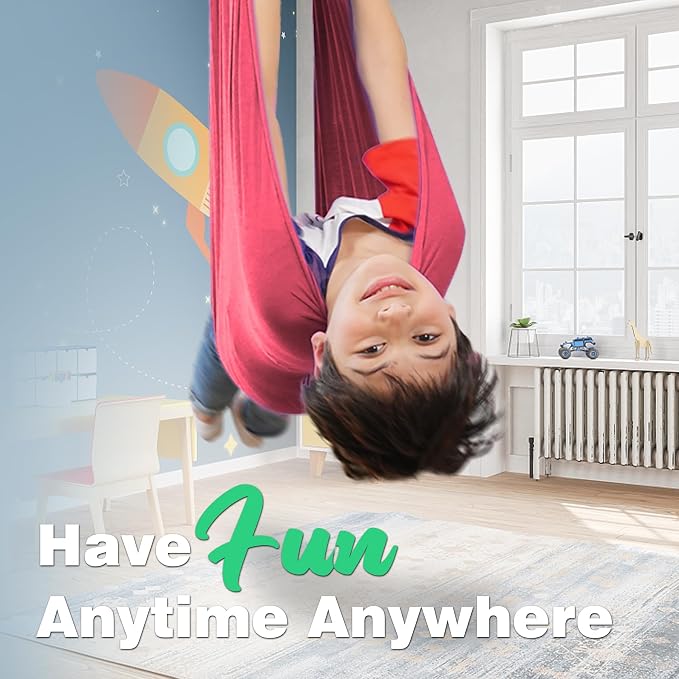 Indoor Therapy Sensory Swing, Special Needs Joy Cuddle Ceiling Snuggle Swings, Outdoor Room Adjustable Fabric Hammock, Sensory Integration, Autism, ADHD, Aspergers, Kids Boy Girl Children Teens Gift