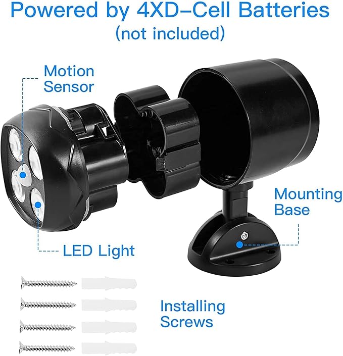 Motion Sensor Outdoor Lights, Battery Operated Outdoor Light, 1000LM Motion Detector Lights for Outside, 6000K LED Security Light Battery Powered Spotlight for House Wall, Black(2 Pack)
