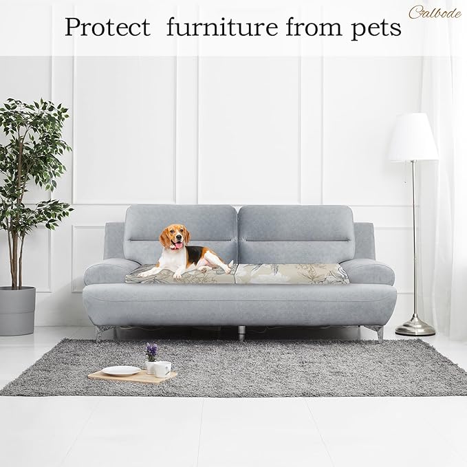 CALBODE 12Pcs Outdoor Stretch Cushion Covers,Waterproof Outdoor Chair Floral Cushion Covers for Patio Furniture, Washable Beige Couch Covers Replacement for Patio Furniture