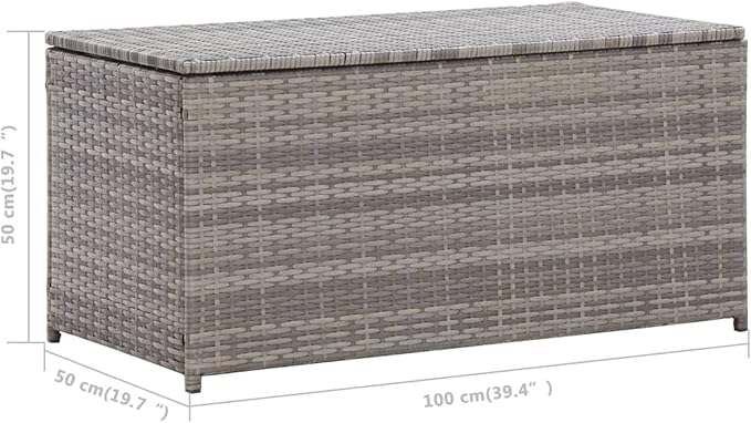 BaraSh Patio Storage Box Deck Storage Box Outdoor Storage Cabinet Waterproof Storage Containers Storage Outdoor Poly Rattan 39.4"x19.7"x19.7" Gray