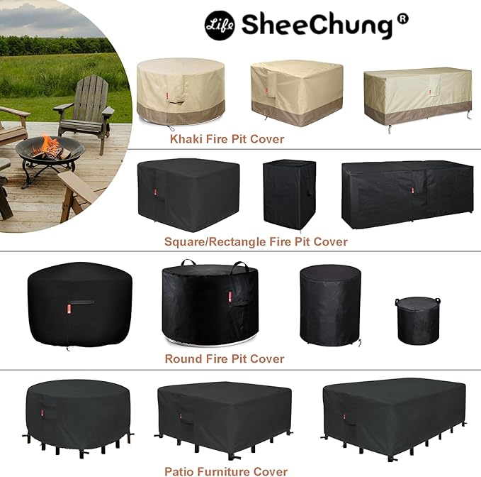 SheeChung Patio Furniture Cover Waterproof,Heavy Duty 600D Outdoor Furniture Covers,Patio Table and Chair Set Cover,Outdoor Sectional Sofa Set Covers Rectangular 117"L x 76"W x 28"H