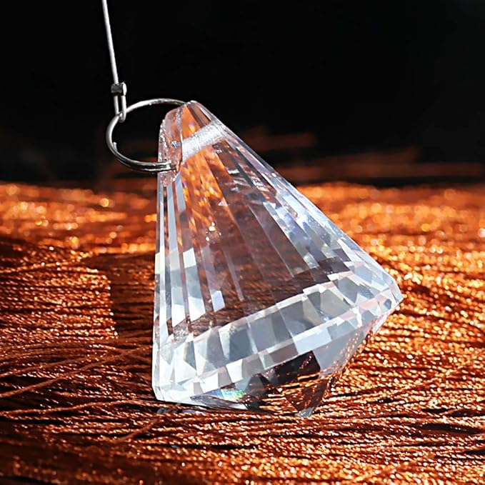 12 Pcs Clear Crystal Prism Pendants Chandelier Lamp Parts Suncatcher Decor | Clear Prism Pendants Chandelier Lamp Lighting Drops Suncatcher Hanging Ornaments for Window Garden Home Office Wedding Decor