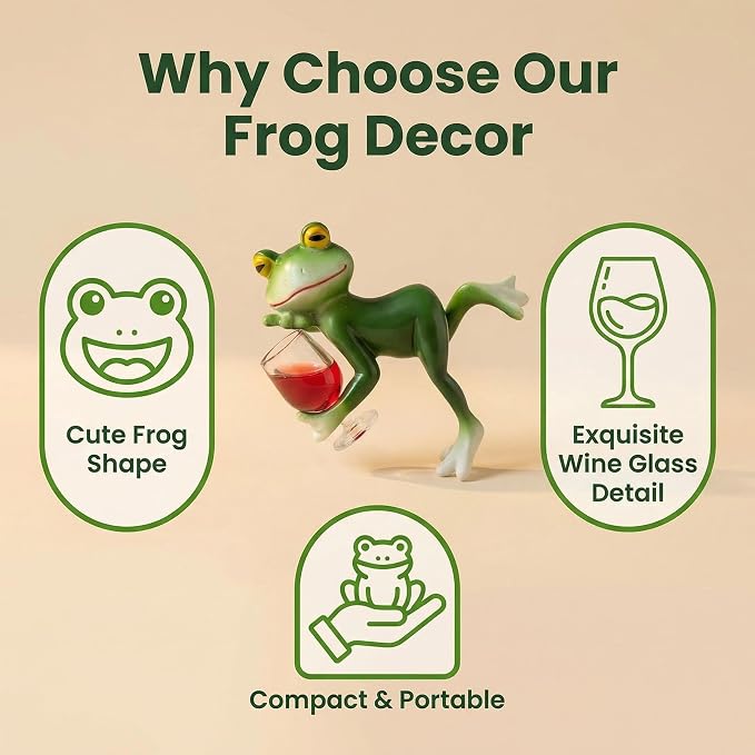 Tipsy Frog Pot Hugger, Waterproof Resin Frog Statue, Cute Miniature Frog Figurines Plant Pot Hanger for Garden, Yard, Home Office Decor, Funny Frog Ornament Gift, 3.94"x2.12"x3.94"