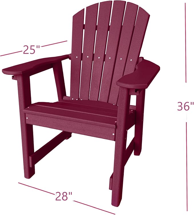 Phat Tommy 2 Chair Dining Table Set - Poly Outdoor Furniture - Small Patio Dining Set for Apartment Balcony Furniture, Recycled Poly Lumber Chairs and Table, Dark Red