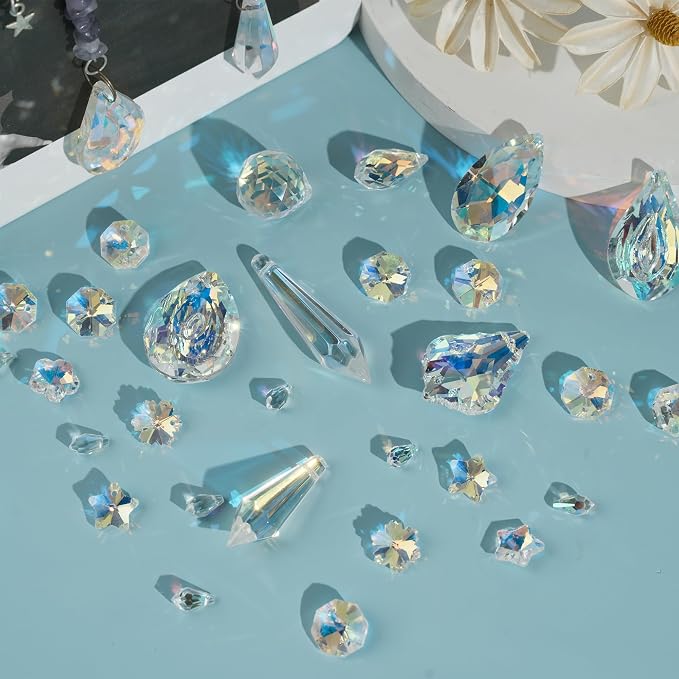 420pcs Suncatcher Kit, Crystal Prisms, DIY Garden/Window Hanging | 10 Set Crystal Suncatcher Kit, DIY Crystal Hanging Prisms for Window, Hummingbird Decor, Craft Gift for Adults with Tutorial