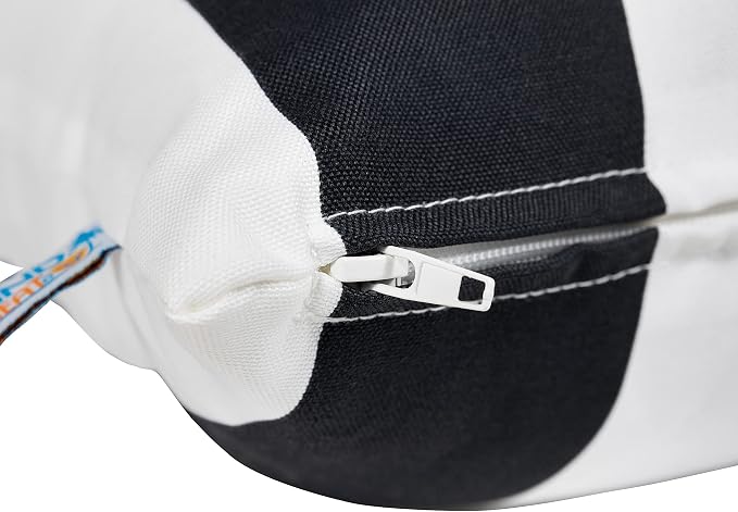 Island Umbrella All-Weather Outdoor Throw Pillow - Black and White Stripe - Set of 2