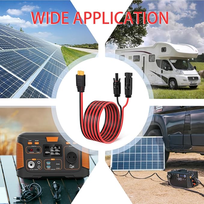 ELFCULB 10AWG Solar to XT60 Charing Cable Solar Panel Extension Cable for Portable Power Station River 600 Solar Generator Battery Pack(10FT)