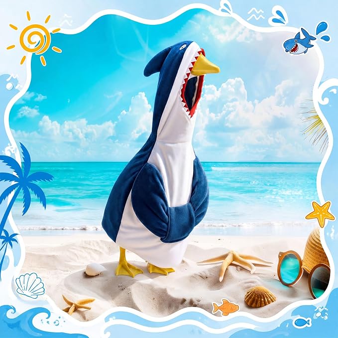 Porch Goose Outfit Set for 23 Inch Porch Goose Costume Statue Clothes with Shark Themed Costumes for Yard, Lawn, Patio, Garden, Cartoon Birthday, Festive