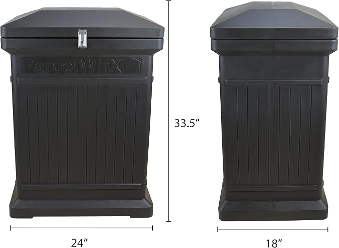 RTS Home Accents Parcelwirx Premium Vertical Storage Cabinet/Lockable Package Delivery Box with Hinged Lid and Smart Lock, Graphite
