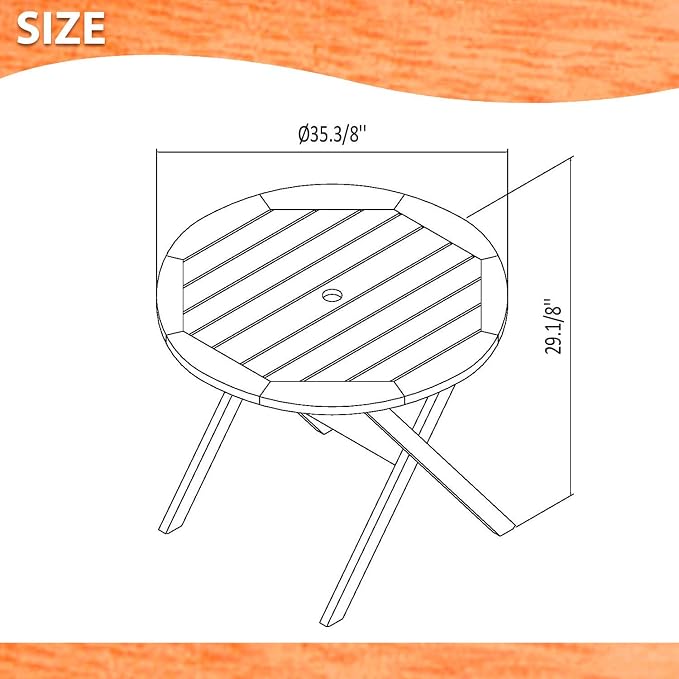 Urban Elements Melbourne 3-Piece Patio Furniture Set | Solid Wood | Backyard Furniture, Outside Table and Chairs, Round Outdoor Bistro Set, 3-Piece Grey