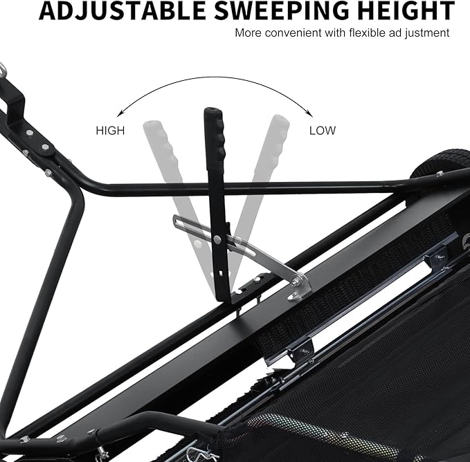 44 Inch Tow Behind Lawn Sweeper - Heavy Duty Adjustable Height Pull Behind Lawn Sweeper, 25 cu. ft Large Capacity Leaf & Grass Collector Hopper for Yard, Lawns, Farm (US Fast Arrival)