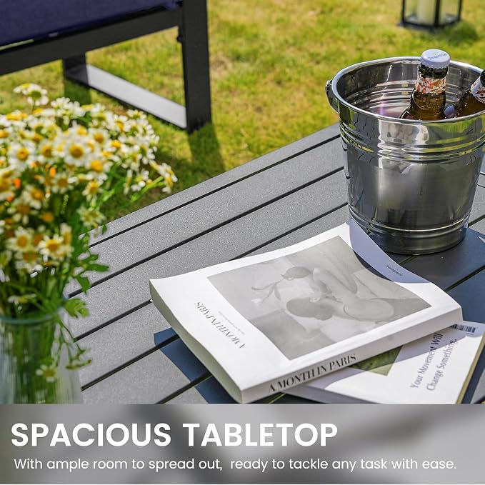 Sundale Outdoor Aluminum Patio Furniture Set, 6 Piece Outdoor Conversation Sets with Coffee Table and 6" Thick Olefin Cushions, All Weather Outdoor Sectional Set for Deck, Lawn, Yard