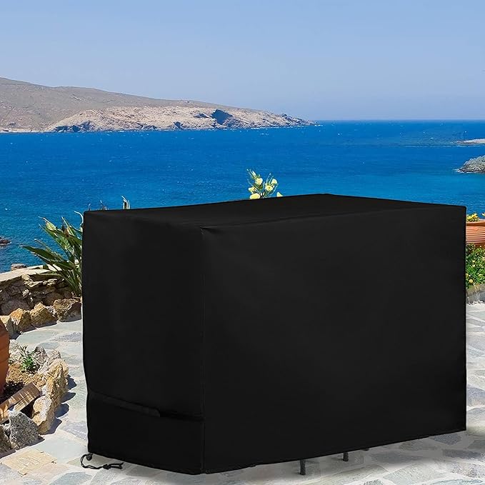 Bar Height Patio Set Cover, 600D Oxford Fabric Waterproof and Dustproof Bistro Set Cover for High Top Bar Table and Chairs, Durable Furniture Set Protection (Black, 48"L x 38"D x 41"H)