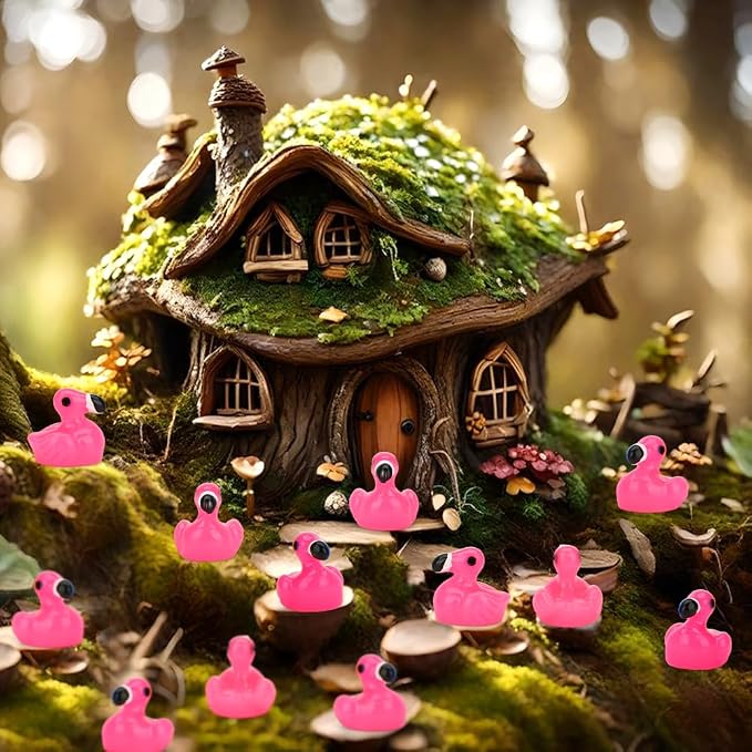 120 Pcs Pink Mini Resin Flamingos Ducks for Crafts Tiny Figures to Hide | Cute Miniature Plastic Flamingos for Garden Dollhouse Micro Landscape Aquarium Party Gifts Fish Tank Home Decorations