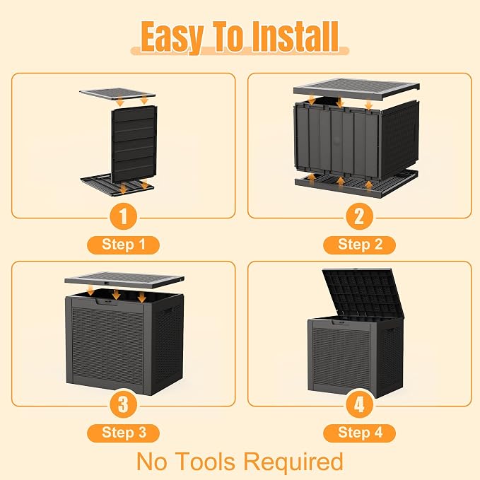 Outdoor Storage Box,38 Gallon Resin Deck Box,Waterproof & UV Resistant Lockable Package Delivery Bin,Toy Cabinet for Indoor & Outdoor